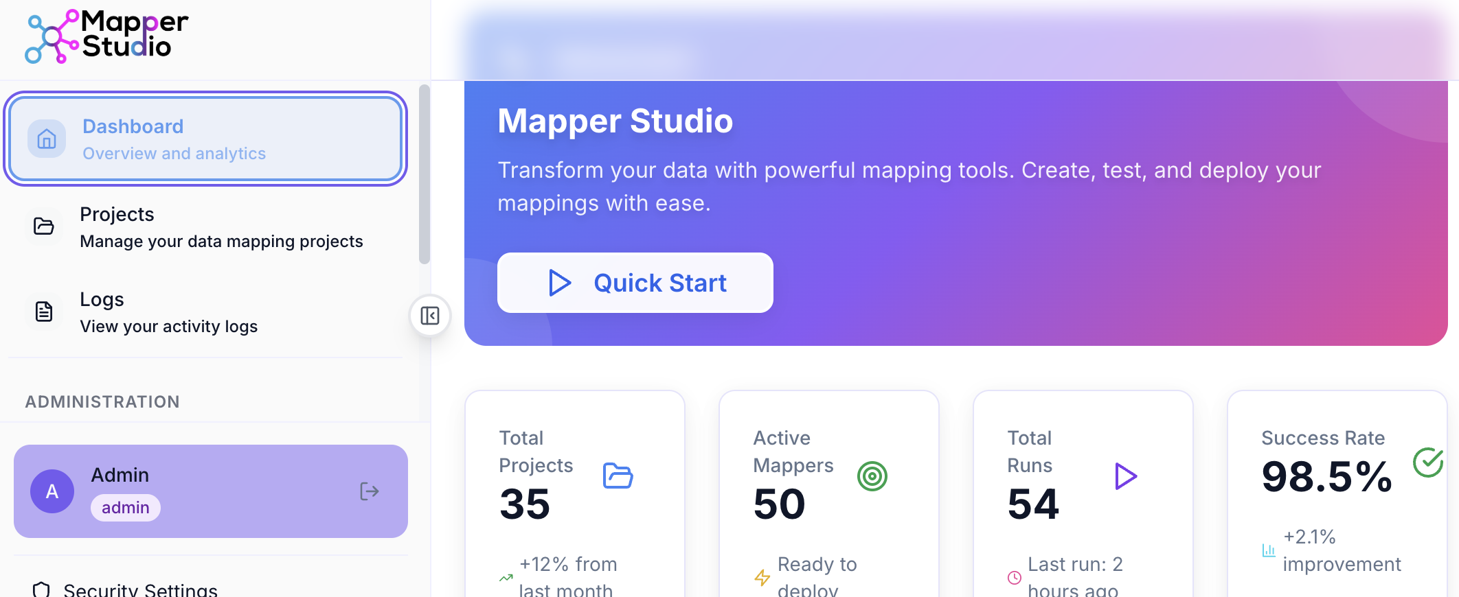 MapperStudio Dashboard